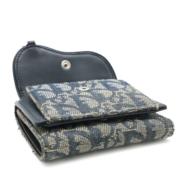 Christian Dior Saddle Compact Wallet Navy Silver - Picture 11 of 16